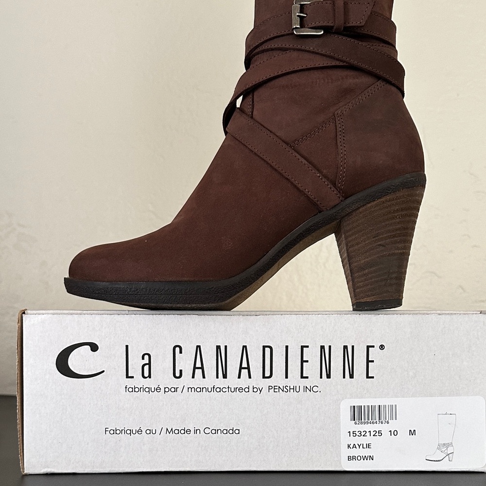 La CANADIENNE Kaylie milk chocolate Brown Suede Heeled Knee Boots